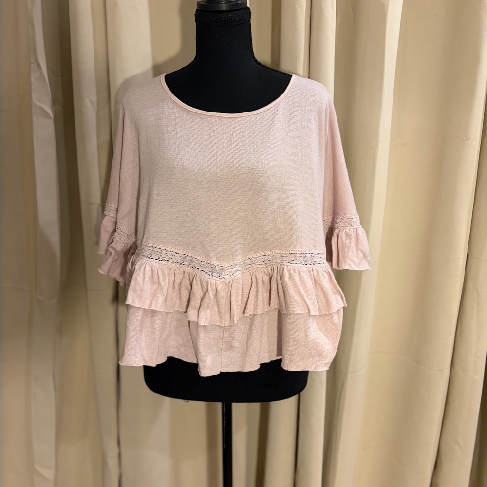 Easel Blush Ruffle Blouse